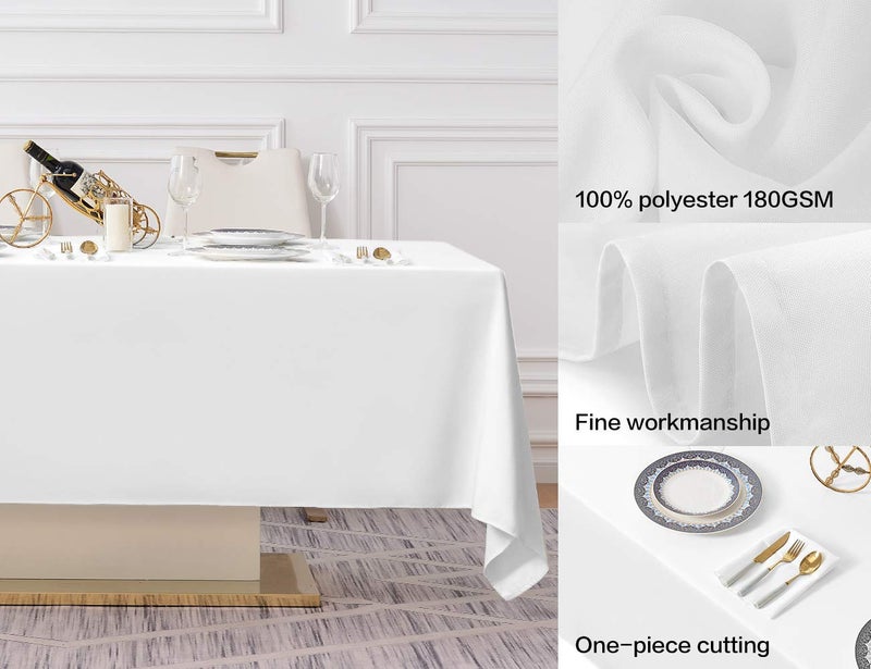 Surmente White Rectangle Tablecloth 60 x 102-inch Rectangular Polyester Table Cloth for Weddings, Banquets, or Restaurants - Image 2